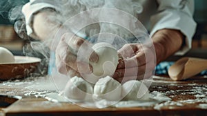 The Chef Making Fresh Mozzarella.AI generated image