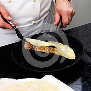 Chef making pancakes