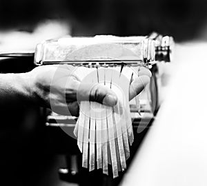 Chef making pasta with a machine, home made  fresh pasta