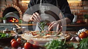 The Chef Making Pizza.AI generated image
