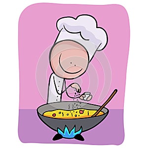 Chef making  tasty food clip art