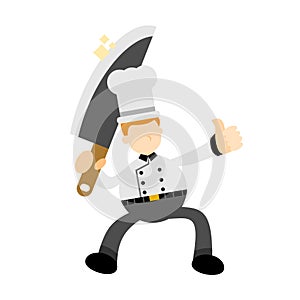 chef man knife thumb up like character cartoon doodle flat design vector illustration