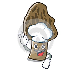 Chef morel mushroom character cartoon