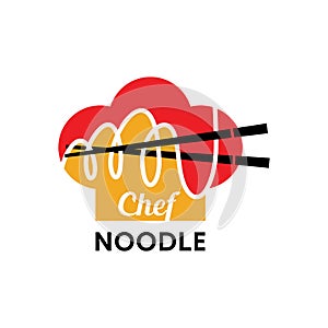 Chef Noodle Logo Design. Ramen Restaurant and Food Vector