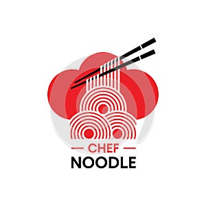 Chef Noodle Logo Design. Ramen Restaurant and Food Vector