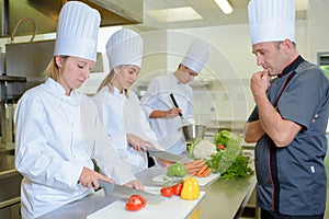 Chef observing the students