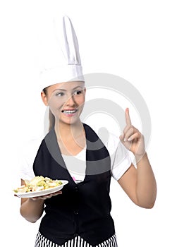 Chef offering vegetarian meal