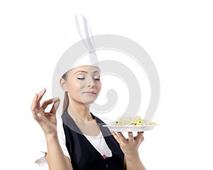 Chef offering vegetarian meal