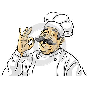 Chef OK Okay Sign Cartoon Character Design Vector Drawing