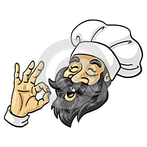 Chef OK Okay Sign Chef Hat Mascot Character Design Smiling Vector