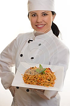 Chef with pasta