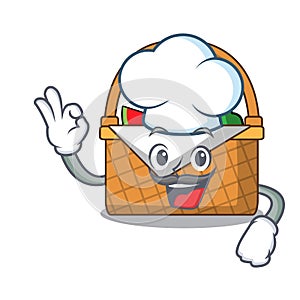 Chef picnic basket character cartoon