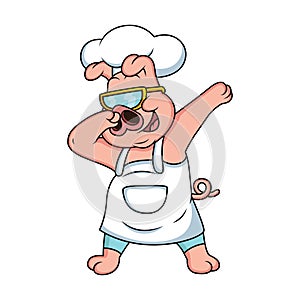 chef pig are dubbing with cool glasses