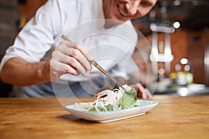 Chef Plating Gourmet Dish Closeup