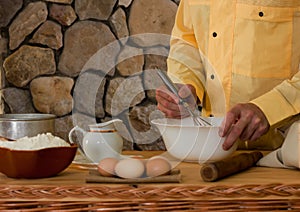 The chef prepares the dough