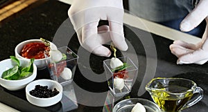 Chef preparing canapes in the kitchen