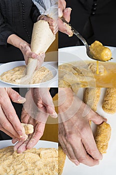 Chef preparing croquettes in the kitchen photo