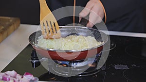 Chef preparing rice