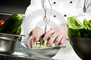 Chef preparing salad