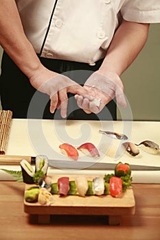 Chef preparing sushi