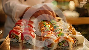 chef preparing sushi in an all inclusive restaurant