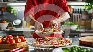 The chef making pizza..AI generated image photo
