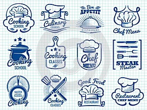 Chef retro labels collection - restaurant or cafe logos design