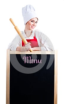 Chef with rolling pin show menu