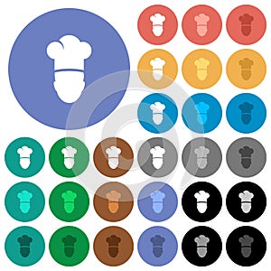 Chef round flat multi colored icons