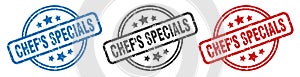 chef's specials stamp. chef's specials round isolated sign.