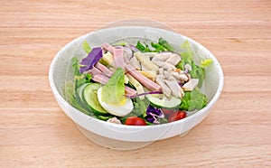 Chef salad on wood table