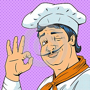 Chef show okay sign pop art style vector