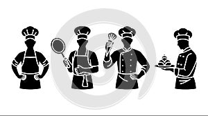 Chef Silhouettes Cooking Kitchen Staff Culinary Uniforms