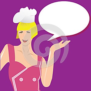 chef with speech bubble. Vector illustration decorative design