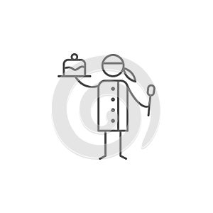 Chef, spoon, cake icon. Element of restaurant icon. Thin line icon for website design and development, app development. Premium
