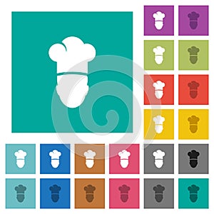 Chef square flat multi colored icons