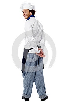 Chef turning back and smiling