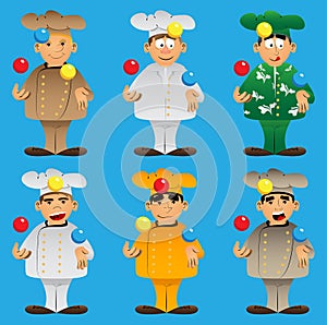 Chef in uniform as a juggler.