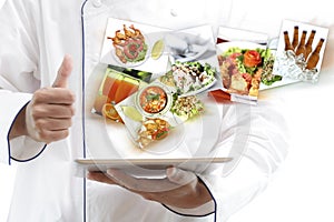 Chef using digital tablet