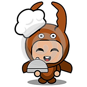 Chef waitress beetle mascot costume
