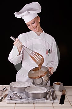 Chef Whisks Cake Batter