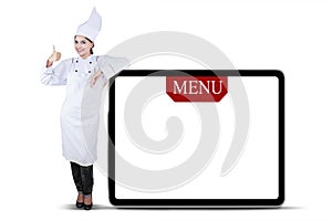 Chef Woman Showing Thumb Up