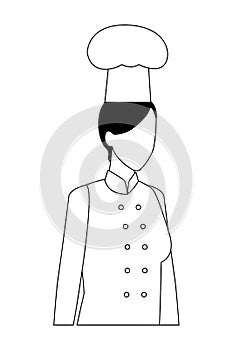 Chef woman worker avatar in black and white
