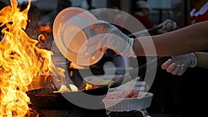 Chef at work - Flambe cooking photo