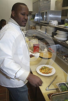 Chef working on a entre