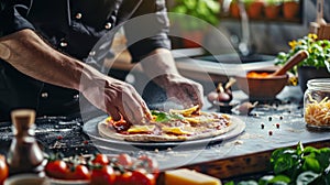 The chef preparing pizza.AI generated image