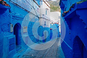 Chefchaouen blue town street in Morocco