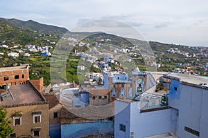 Chefchaouen cityscape , A view of the blue city of Chefchaouen in the Rif mountains, Morocco