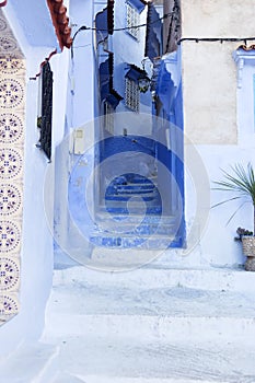 Chefchouen Moroccan blue city in the mountains photo