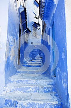 Chefchouen Moroccan blue city in the mountains photo